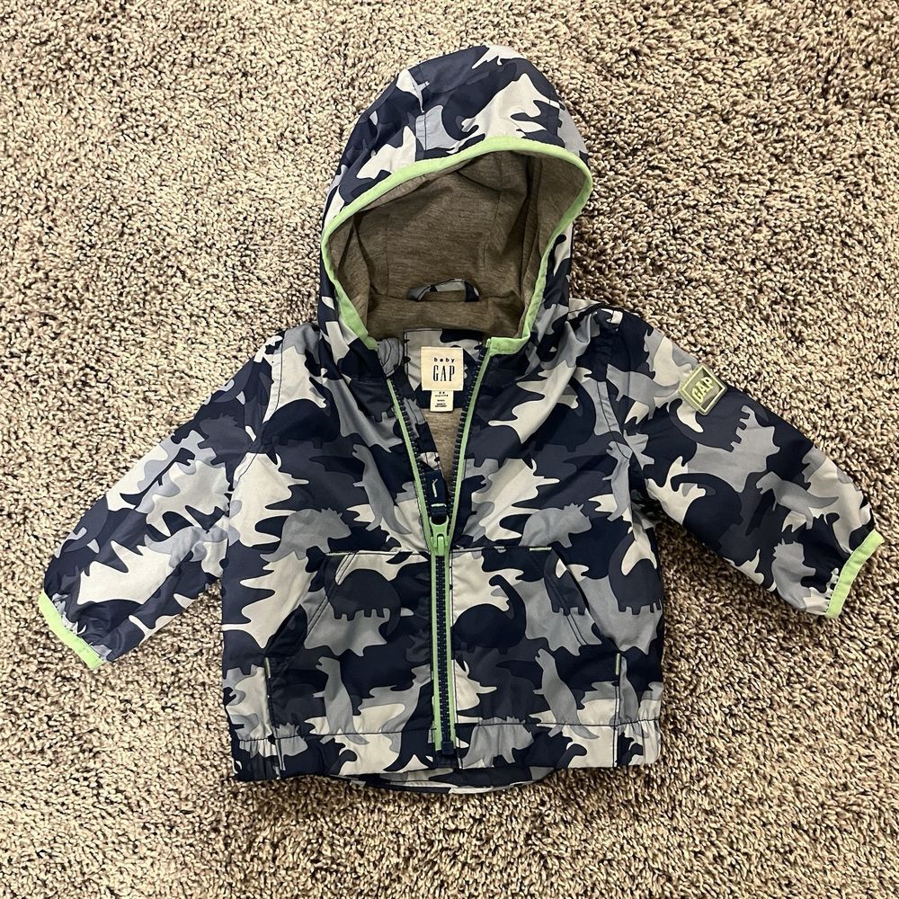 Gap 0-6 Months Jersey Lined Dinosaur Camo Windbreaker‎ Jacket